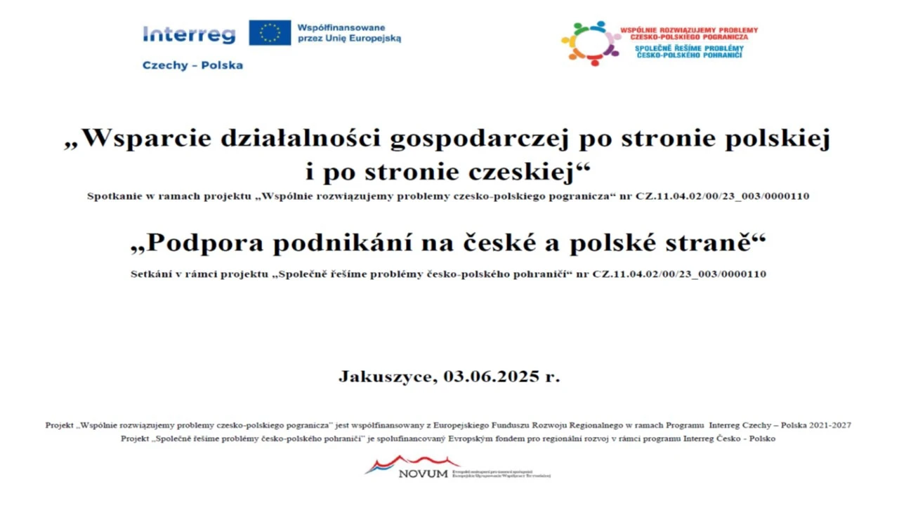 Konferencja pt. „Wsparcie działalności gospodarczej po stronie polskiej i po stronie czeskiej“. Konferencja pt. „Wsparcie działalności gospodarczej po stronie polskiej i po stronie czeskiej“.