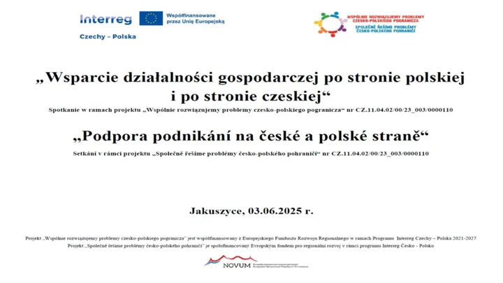 Konferencja pt. „Wsparcie działalności gospodarczej po stronie polskiej i po stronie czeskiej“. 